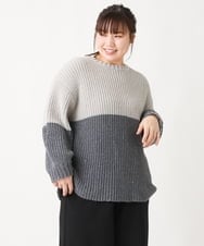 OLFAV25099 eur3(エウルキューブ) 【大きいサイズ】スパンコールコンビニット ライトグレー(91)