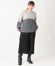 OLFAV25099 eur3(エウルキューブ) 【大きいサイズ】スパンコールコンビニット ライトグレー(91)