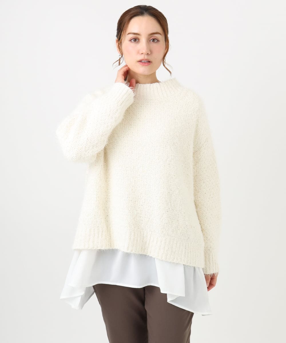 OLFBD02099 eur3(エウルキューブ) 【大きいサイズ】バスケットモールニット アイボリー(80)