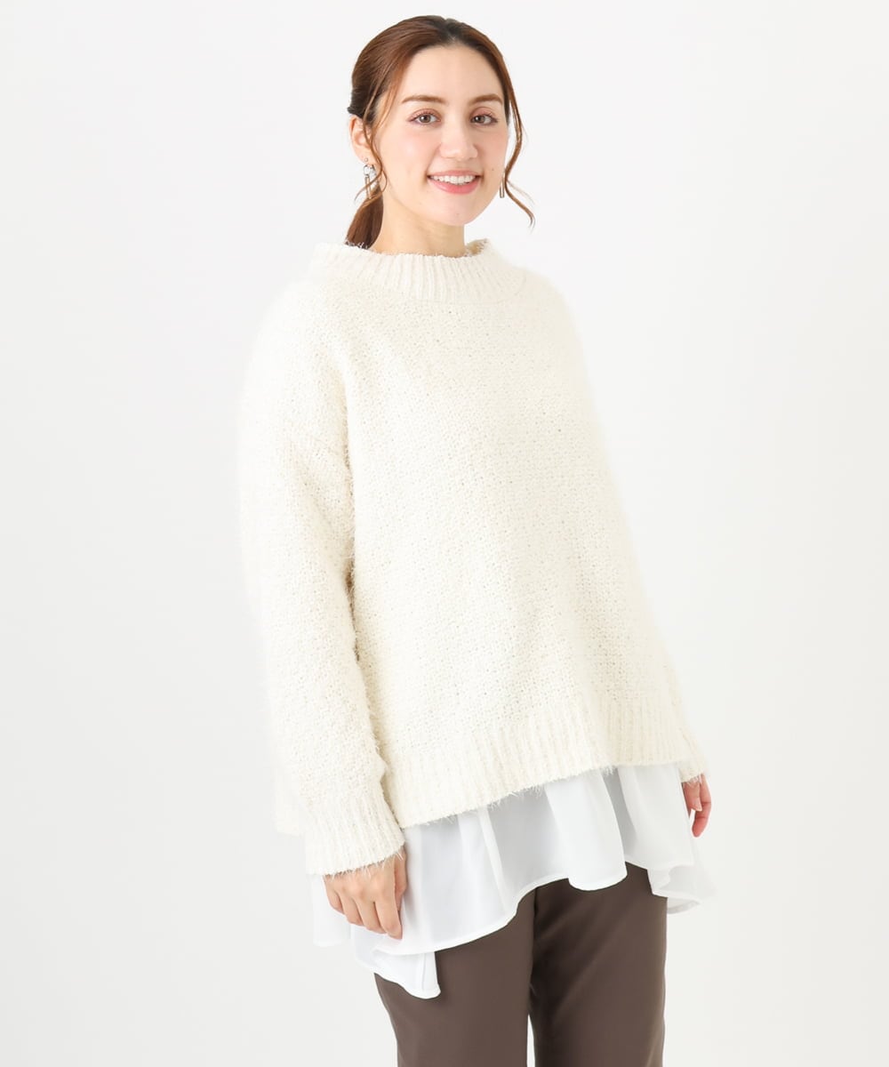 OLFBD02099 eur3(エウルキューブ) 【大きいサイズ】バスケットモールニット アイボリー(80)