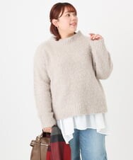 OLFBD02099 eur3(エウルキューブ) 【大きいサイズ】バスケットモールニット グレージュ(89)