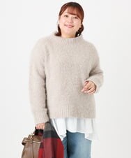 OLFBD02099 eur3(エウルキューブ) 【大きいサイズ】バスケットモールニット グレージュ(89)