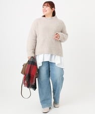 OLFBD02099 eur3(エウルキューブ) 【大きいサイズ】バスケットモールニット グレージュ(89)