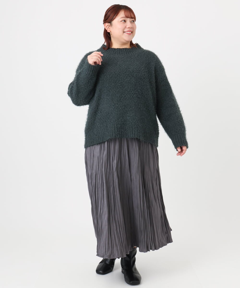 OLFBD02099 eur3(エウルキューブ) 【大きいサイズ】バスケットモールニット ダークグレー(93)
