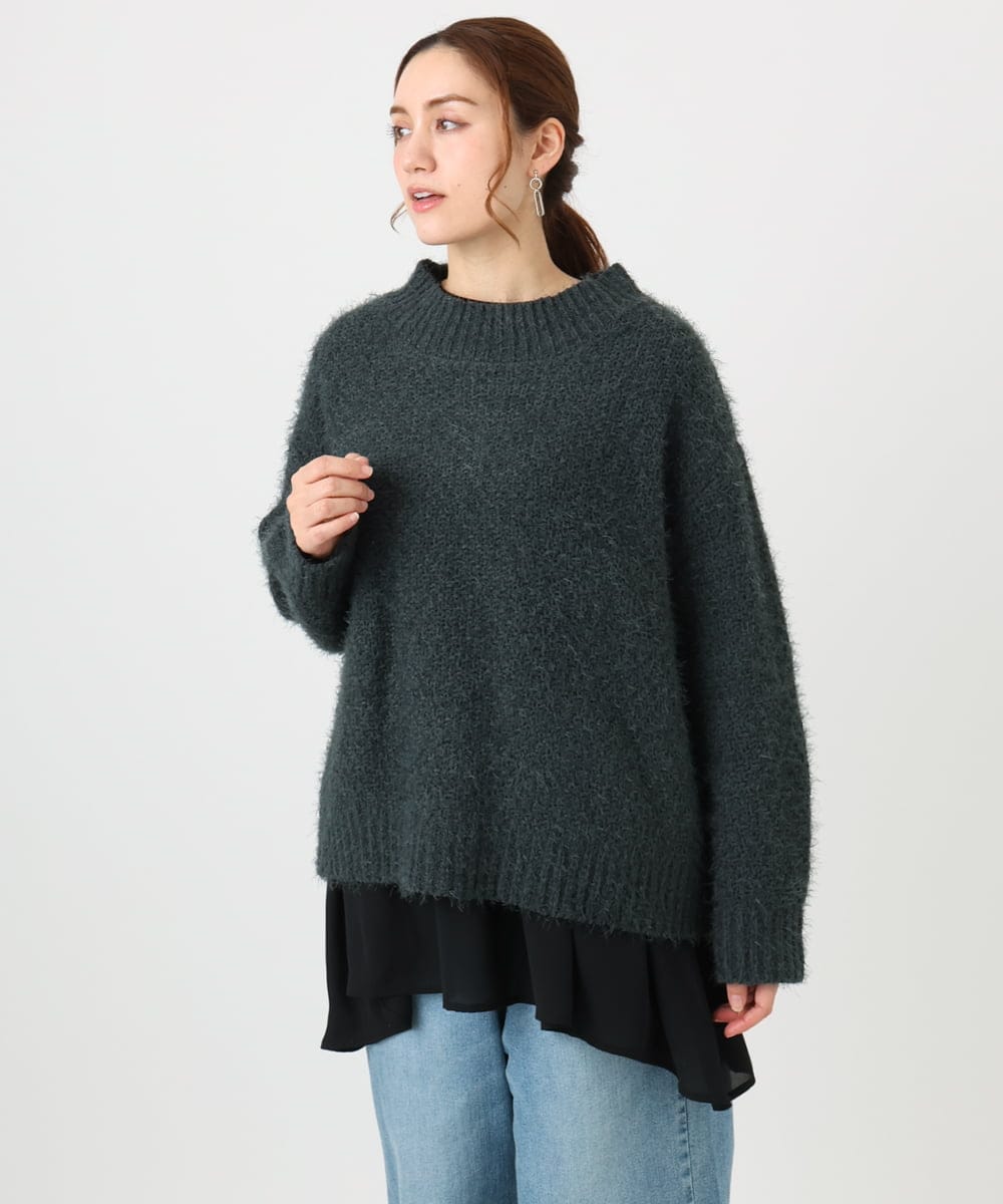 OLFBD02099 eur3(エウルキューブ) 【大きいサイズ】バスケットモールニット ダークグレー(93)
