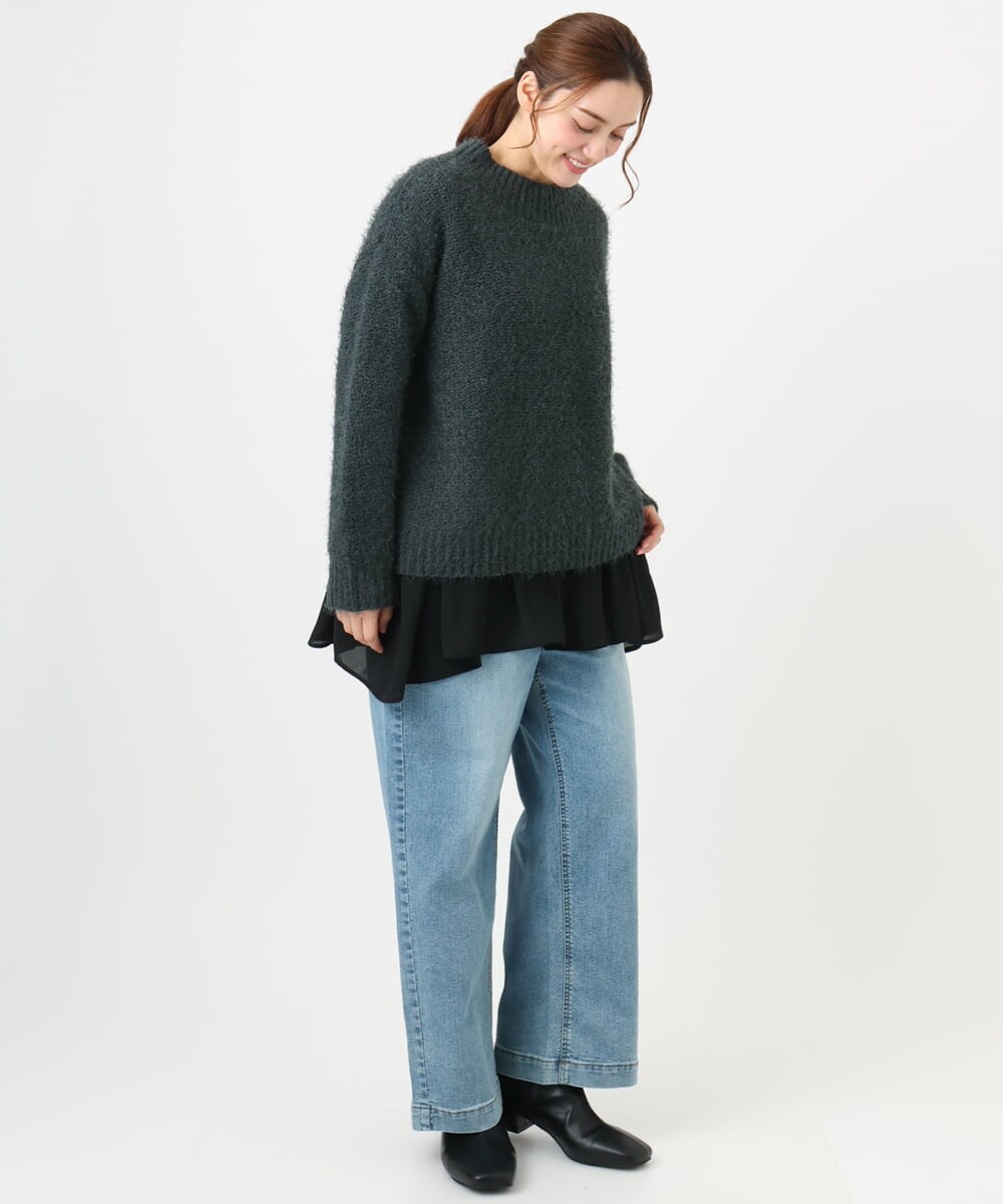 OLFBD02099 eur3(エウルキューブ) 【大きいサイズ】バスケットモールニット ダークグレー(93)