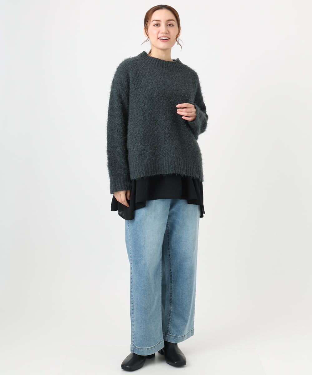 OLFBD02099 eur3(エウルキューブ) 【大きいサイズ】バスケットモールニット ダークグレー(93)