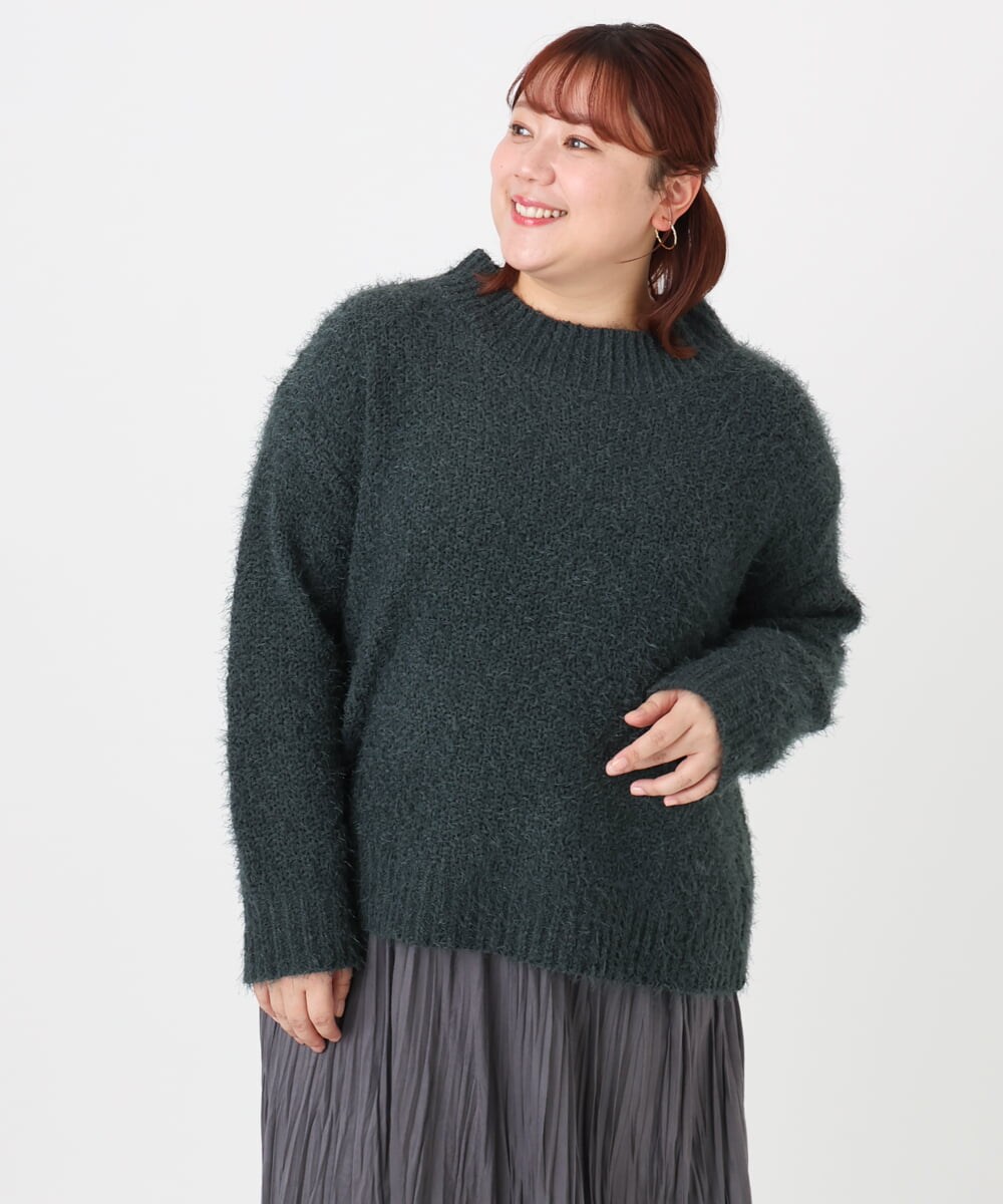 OLFBD02099 eur3(エウルキューブ) 【大きいサイズ】バスケットモールニット ダークグレー(93)