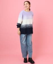 OLFBD15109 eur3(エウルキューブ) 【大きいサイズ】グラデーションシャギーニット ネイビー(57)