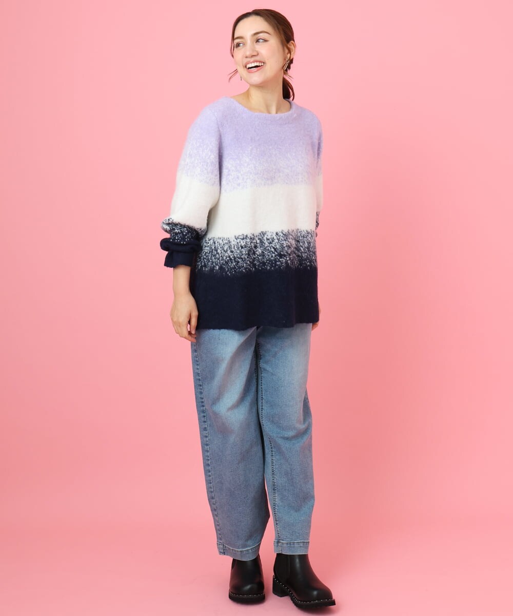 OLFBD15109 eur3(エウルキューブ) 【大きいサイズ】グラデーションシャギーニット ネイビー(57)
