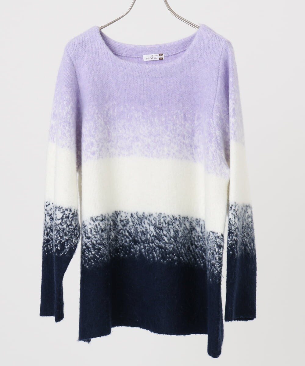OLFBD15109 eur3(エウルキューブ) 【大きいサイズ】グラデーションシャギーニット ネイビー(57)