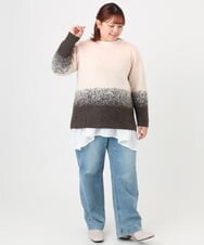 OLFBD15109 eur3(エウルキューブ) 【大きいサイズ】グラデーションシャギーニット ダークブラウン(87)
