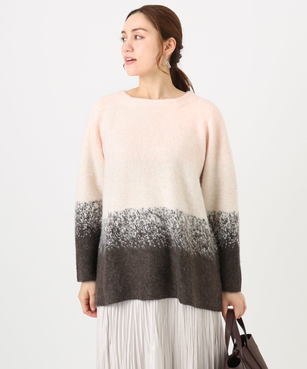 OLFBD15109 eur3(エウルキューブ) 【大きいサイズ】グラデーションシャギーニット ダークブラウン(87)