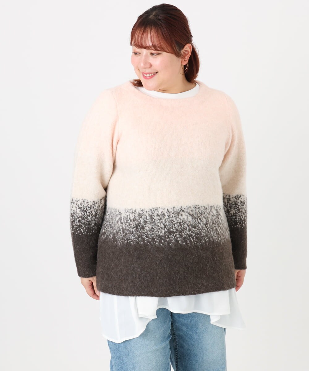 OLFBD15109 eur3(エウルキューブ) 【大きいサイズ】グラデーションシャギーニット ダークブラウン(87)