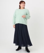 OLFBD17099 eur3(エウルキューブ) 【大きいサイズ】キラキラシャギーニット ライトグリーン(30)