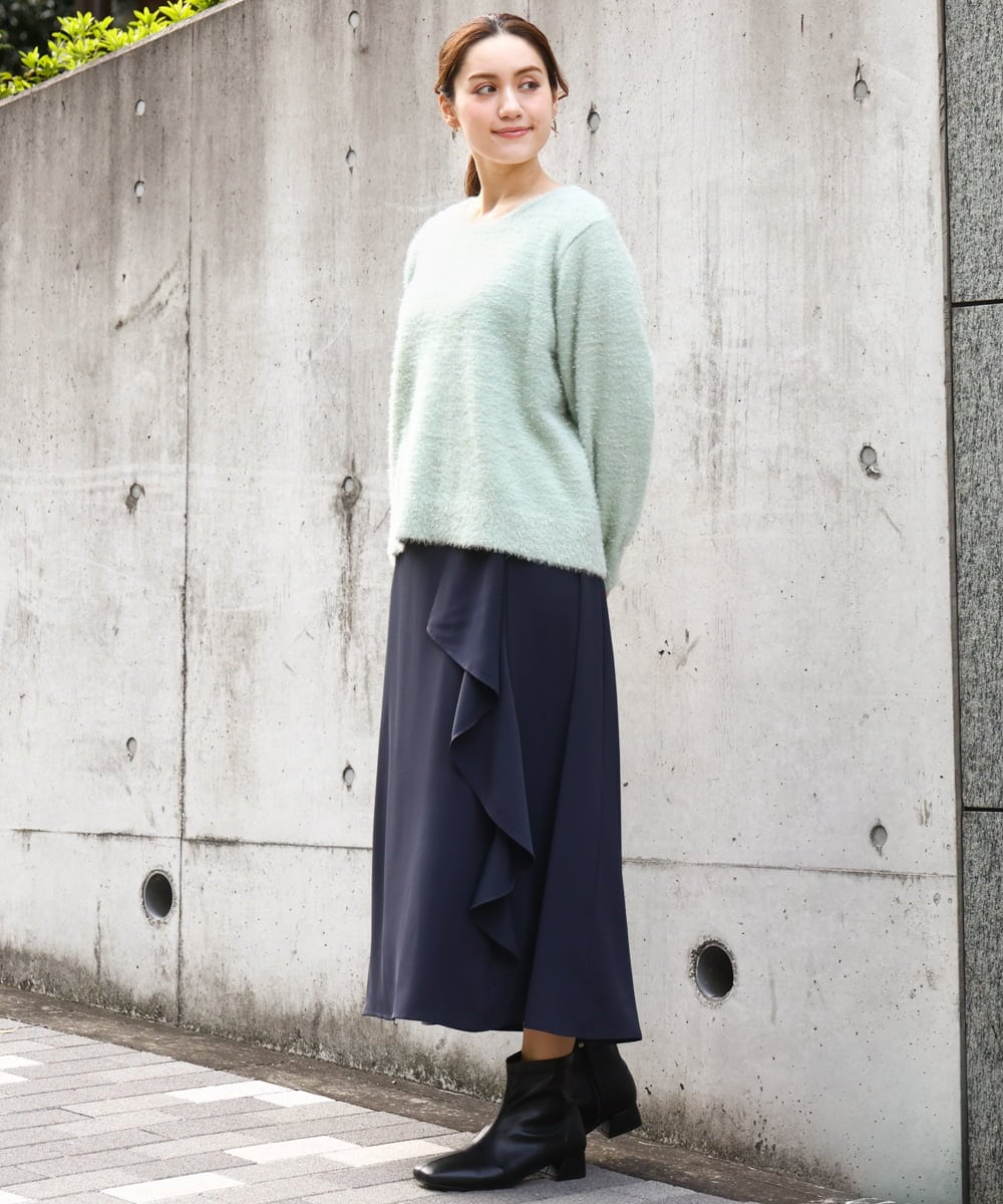 OLFBD17099 eur3(エウルキューブ) 【大きいサイズ】キラキラシャギーニット ライトグリーン(30)
