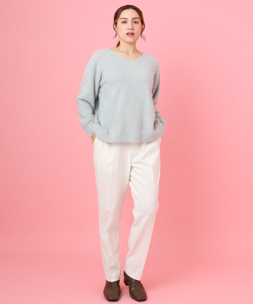 OLFBD17099 eur3(エウルキューブ) 【大きいサイズ】キラキラシャギーニット シルバー(96)