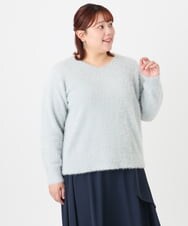 OLFBD17099 eur3(エウルキューブ) 【大きいサイズ】キラキラシャギーニット シルバー(96)