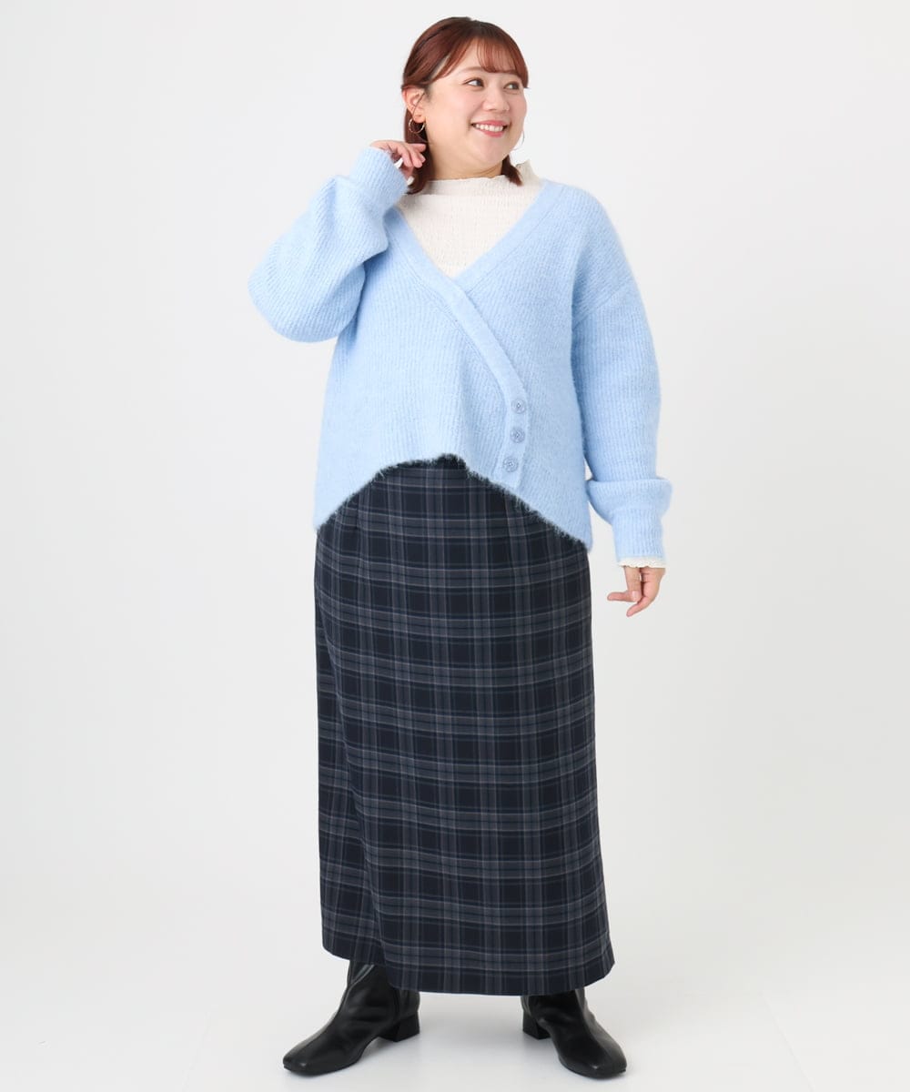 OLFBD18079 eur3(エウルキューブ) 【大きいサイズ/a.v.v×eur3】カシュクール風ニット ライトブルー(50)