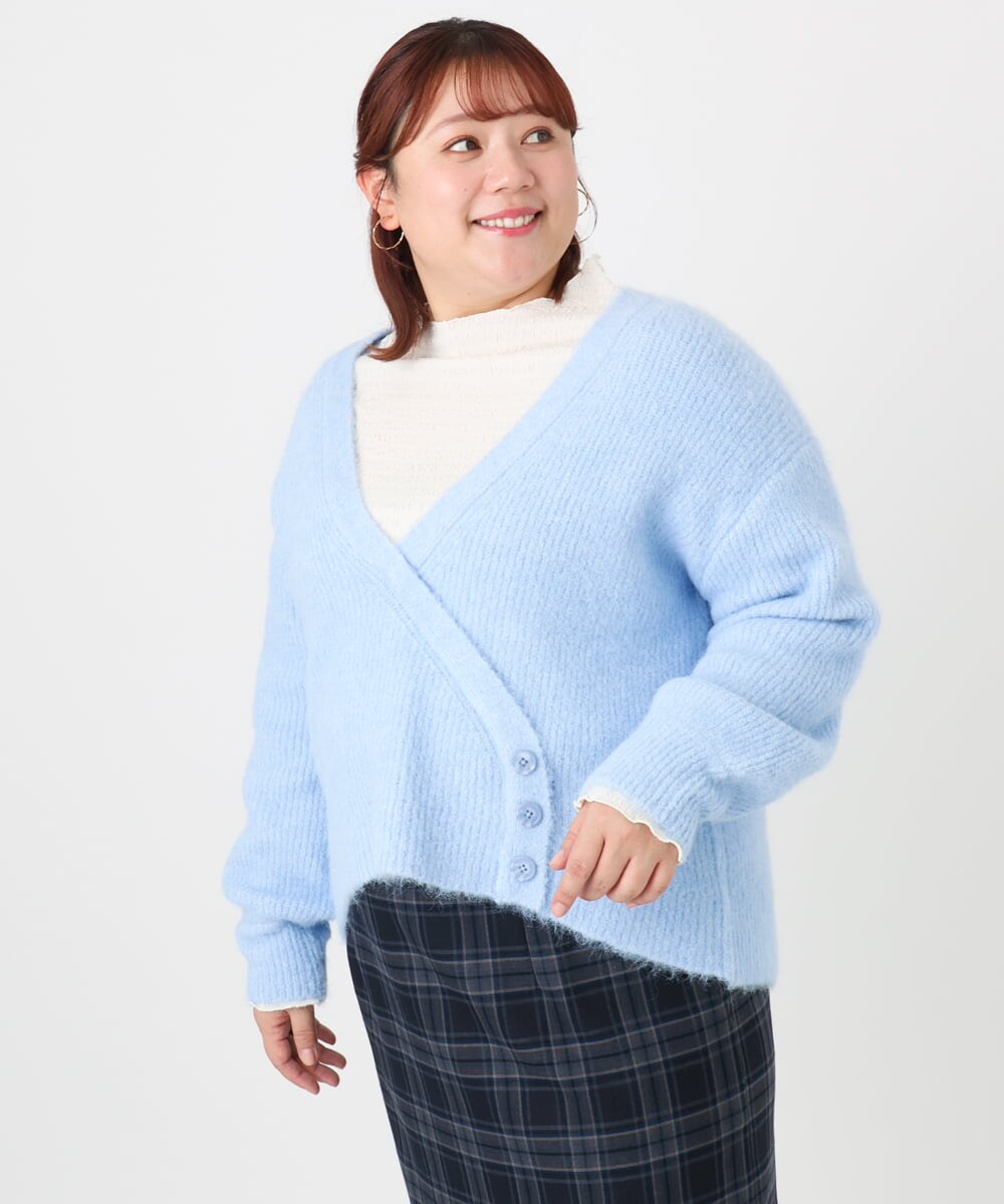 OLFBD18079 eur3(エウルキューブ) 【大きいサイズ/a.v.v×eur3】カシュクール風ニット ライトブルー(50)