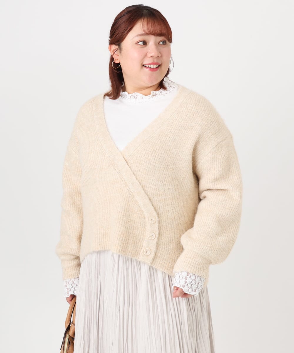 OLFBD18079 eur3(エウルキューブ) 【大きいサイズ/a.v.v×eur3】カシュクール風ニット ベージュ(82)