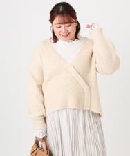 OLFBD18079 eur3(エウルキューブ) 【大きいサイズ/a.v.v×eur3】カシュクール風ニット ベージュ(82)