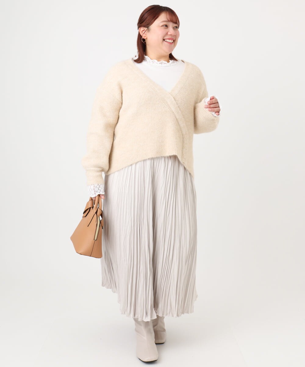 OLFBD18079 eur3(エウルキューブ) 【大きいサイズ/a.v.v×eur3】カシュクール風ニット ベージュ(82)