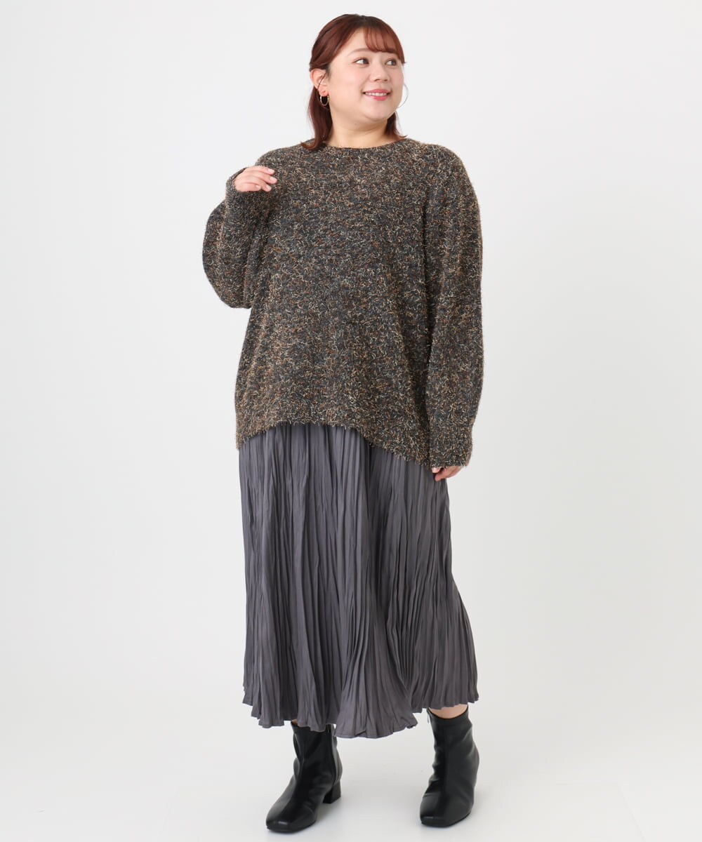 OLFBD20119 eur3(エウルキューブ) 【大きいサイズ】ミックスヤーンニット ダークグレー(93)