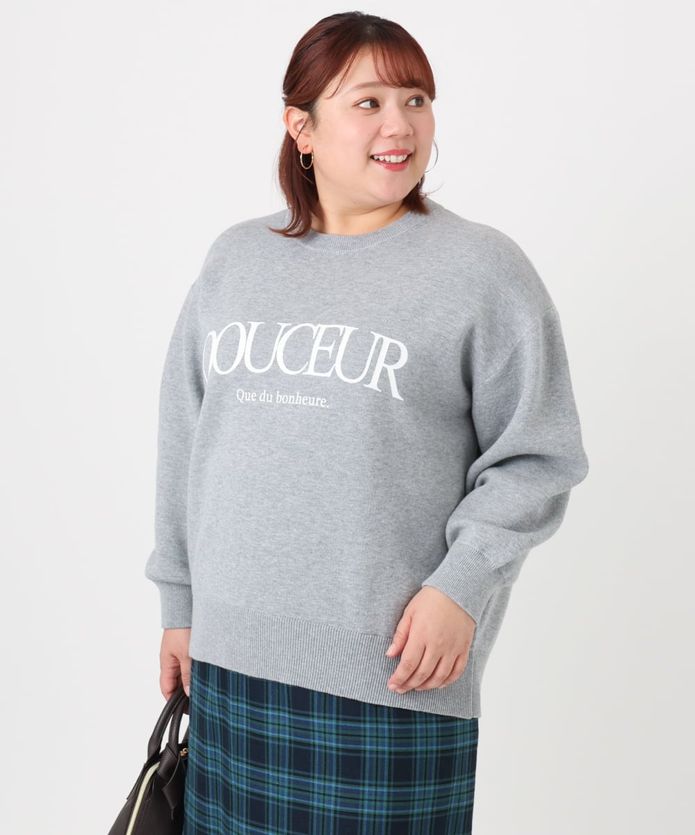 OLFBD22089 eur3(エウルキューブ) 【大きいサイズ】ロゴスウェットライクニット グレー(92)