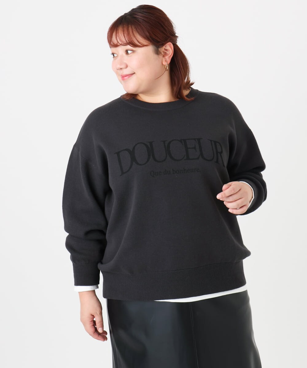 OLFBD22089 eur3(エウルキューブ) 【大きいサイズ】ロゴスウェットライクニット ダークグレー(93)