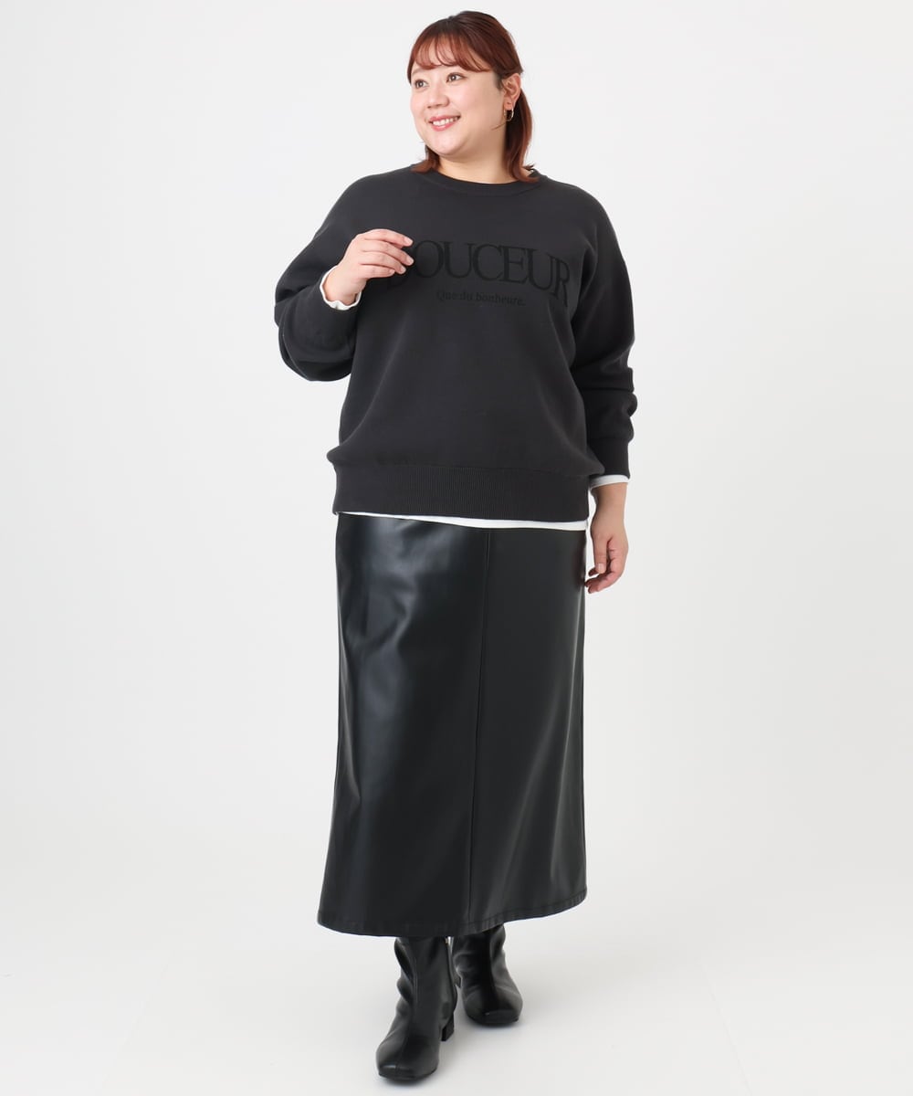 OLFBD22089 eur3(エウルキューブ) 【大きいサイズ】ロゴスウェットライクニット ダークグレー(93)