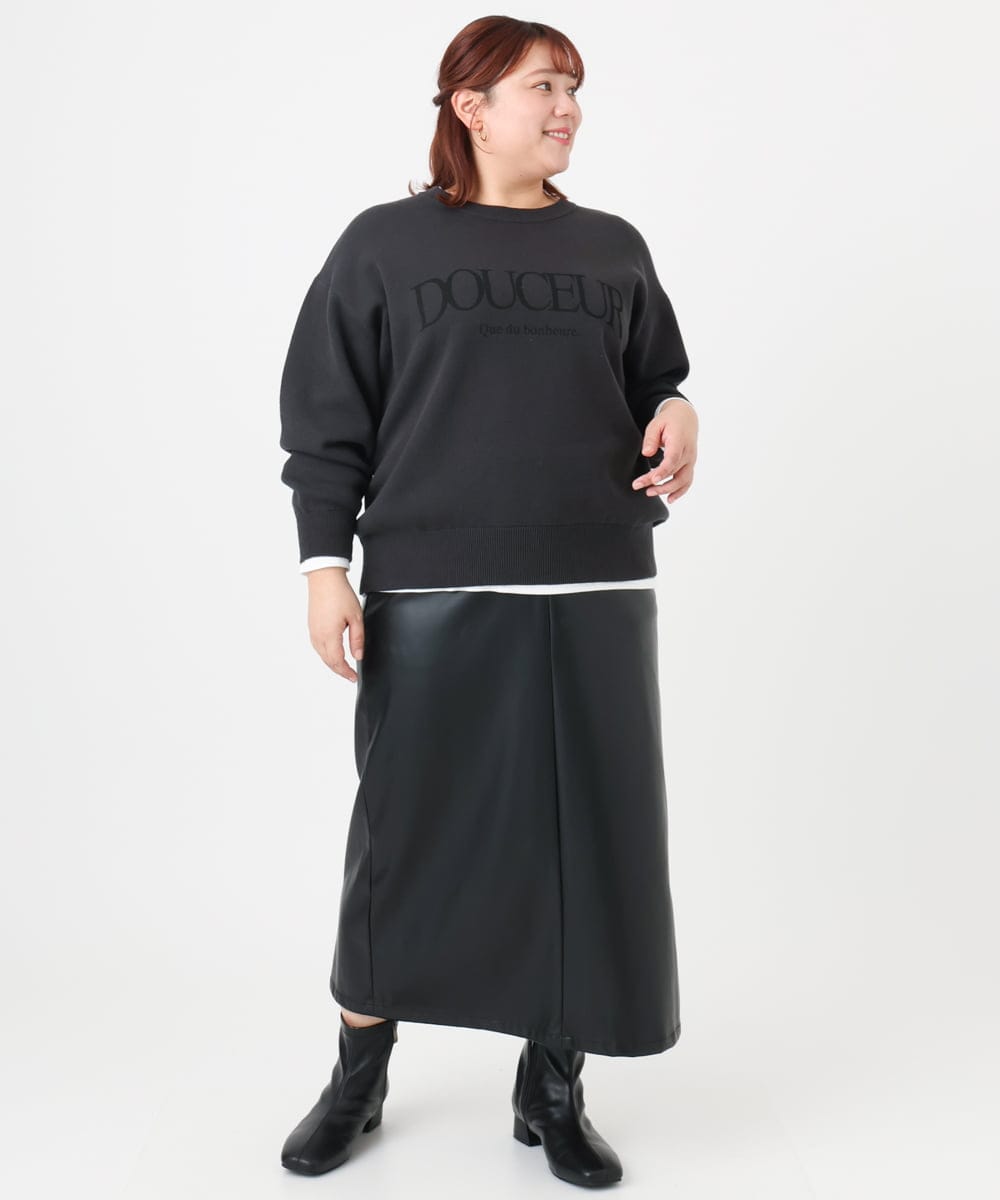 OLFBD22089 eur3(エウルキューブ) 【大きいサイズ】ロゴスウェットライクニット ダークグレー(93)