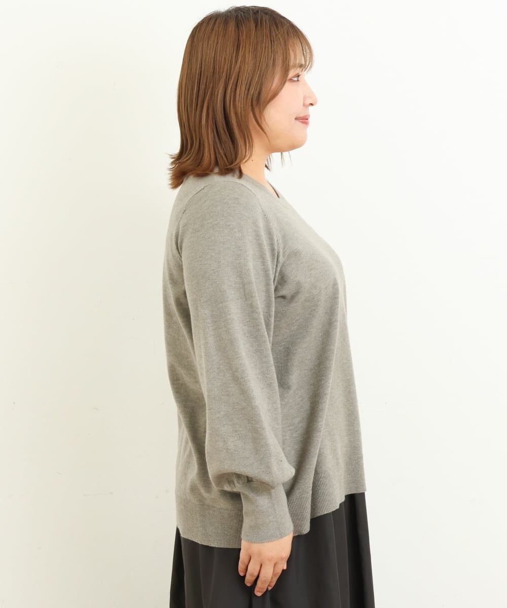 OLFBS20060 eur3(エウルキューブ) 【大きいサイズ/a.v.v×eur3】パフスリーブニット ライトグレー(91)