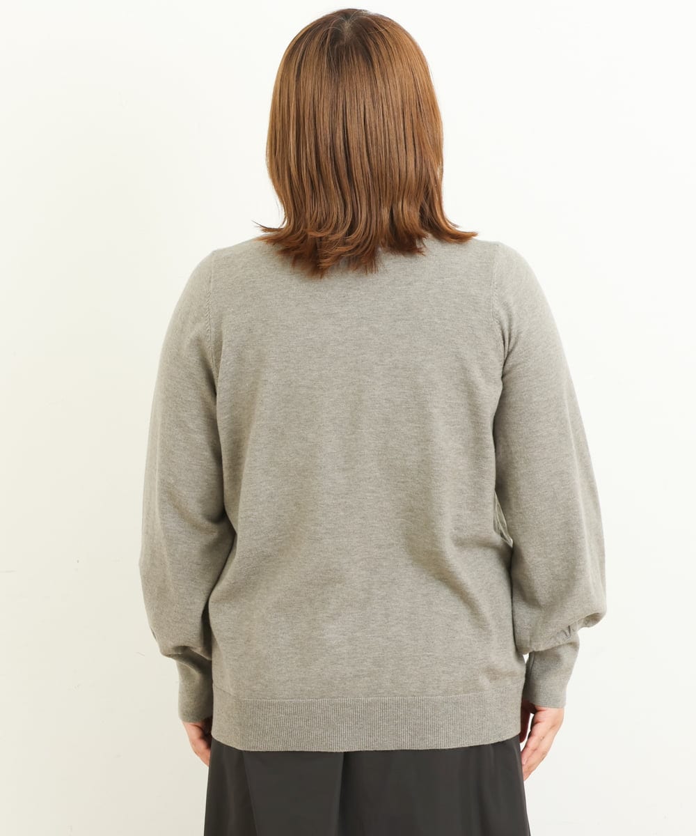 OLFBS20060 eur3(エウルキューブ) 【大きいサイズ/a.v.v×eur3】パフスリーブニット ライトグレー(91)