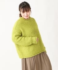 OLFBV02089 eur3(エウルキューブ) 【大きいサイズ】バスケットモールニット ライトグリーン(30)