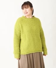 OLFBV02089 eur3(エウルキューブ) 【大きいサイズ】バスケットモールニット ライトグリーン(30)