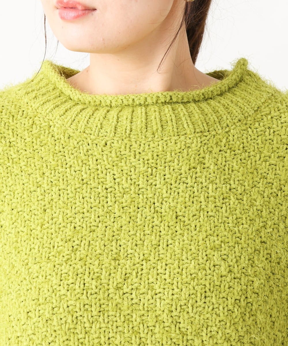 OLFBV02089 eur3(エウルキューブ) 【大きいサイズ】バスケットモールニット ライトグリーン(30)