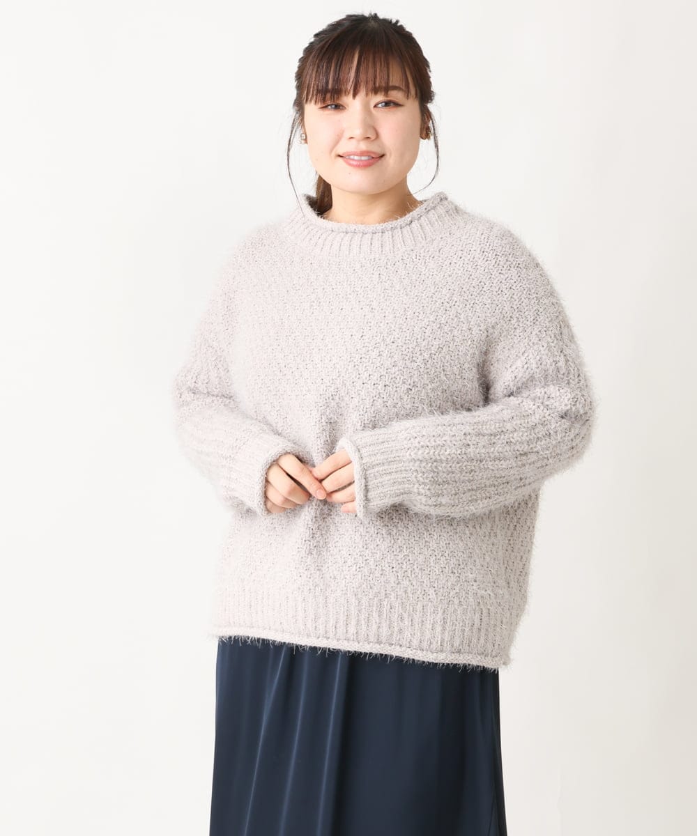 OLFBV02089 eur3(エウルキューブ) 【大きいサイズ】バスケットモールニット ライトグレー(91)