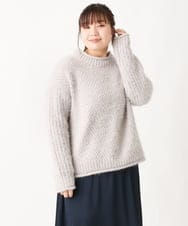 OLFBV02089 eur3(エウルキューブ) 【大きいサイズ】バスケットモールニット ライトグレー(91)