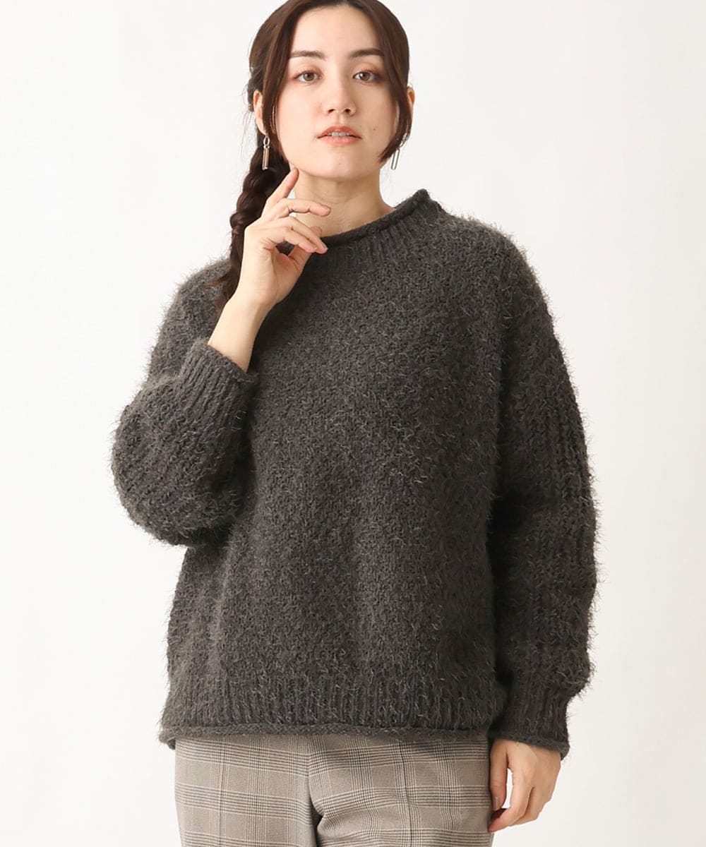 OLFBV02089 eur3(エウルキューブ) 【大きいサイズ】バスケットモールニット ダークグレー(93)