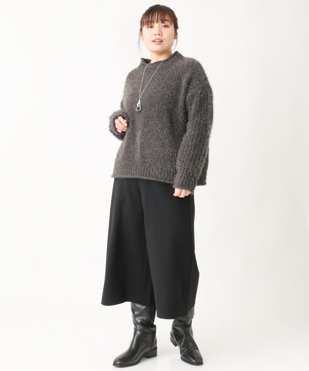 OLFBV02089 eur3(エウルキューブ) 【大きいサイズ】バスケットモールニット ダークグレー(93)