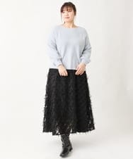 OLFBV12099 eur3(エウルキューブ) 【大きいサイズ】きらきらシャギーニット ライトブルー(50)