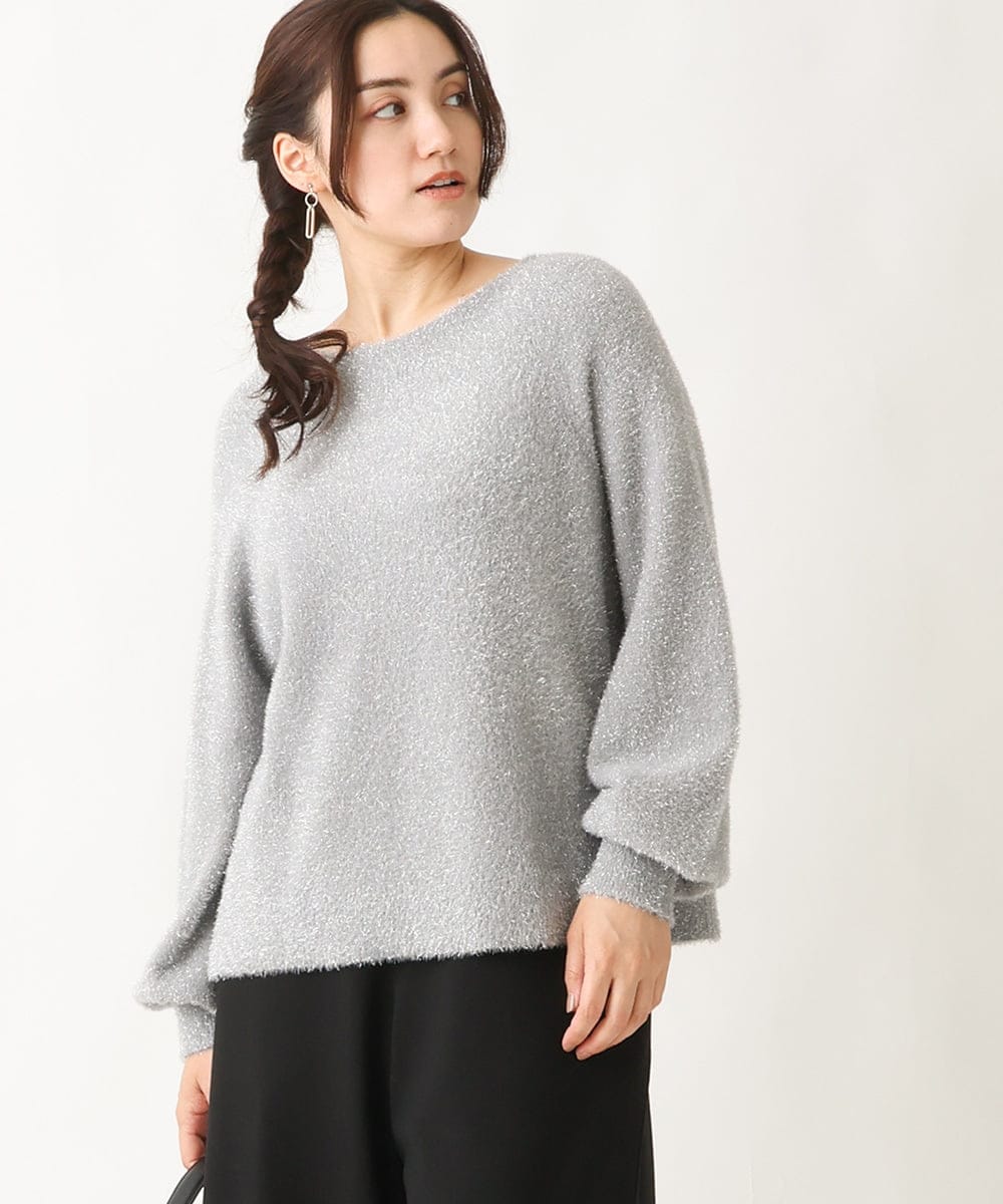 OLFBV12099 eur3(エウルキューブ) 【大きいサイズ】きらきらシャギーニット シルバー(96)