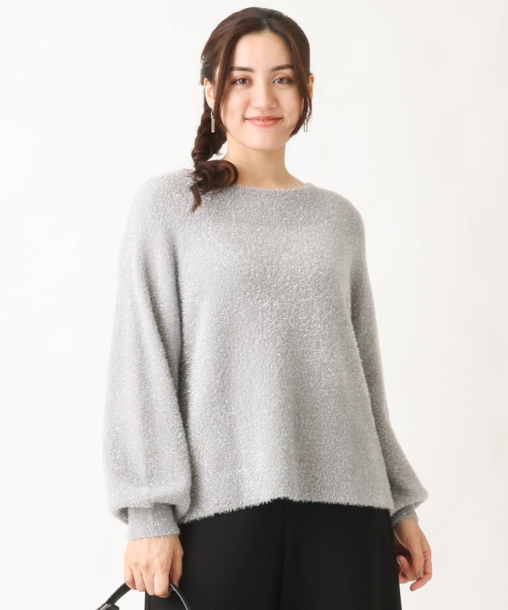 OLFBV12099 eur3(エウルキューブ) 【大きいサイズ】きらきらシャギーニット シルバー(96)