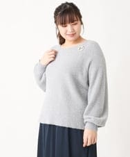 OLFBV12099 eur3(エウルキューブ) 【大きいサイズ】きらきらシャギーニット シルバー(96)