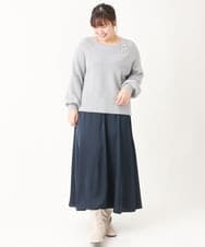 OLFBV12099 eur3(エウルキューブ) 【大きいサイズ】きらきらシャギーニット シルバー(96)