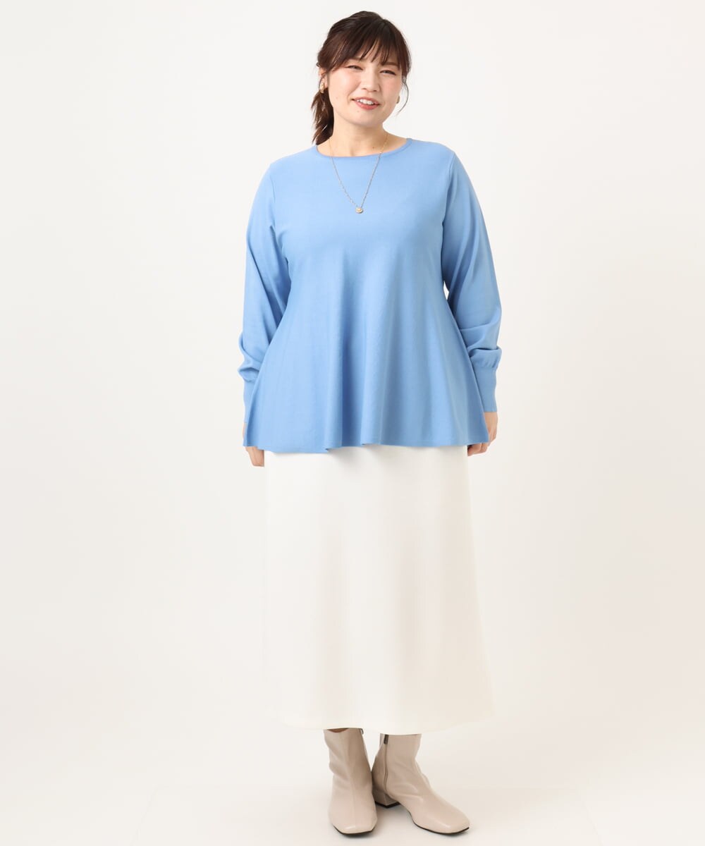 OLFCD01089 eur3(エウルキューブ) 【大きいサイズ】ペプラムニット ライトブルー(50)