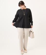 OLFCD01089 eur3(エウルキューブ) 【大きいサイズ】ペプラムニット ブラック(94)