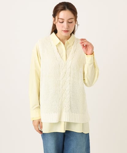 OLFCD02089 eur3 【大きいサイズ】テープヤーンニットベスト