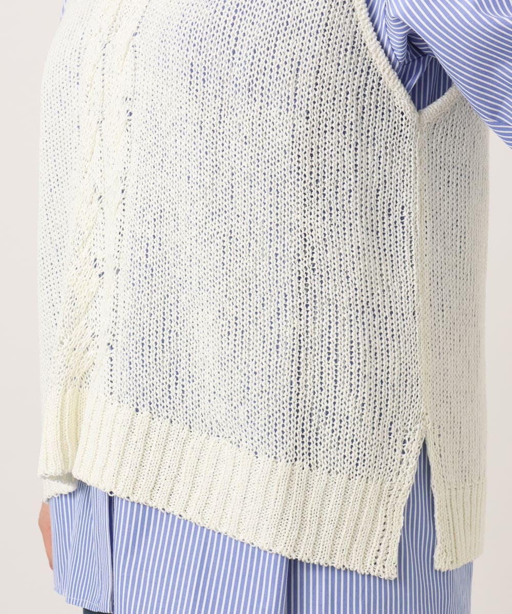 OLFCD02089 eur3(エウルキューブ) 【大きいサイズ】テープヤーンニットベスト アイボリー(80)